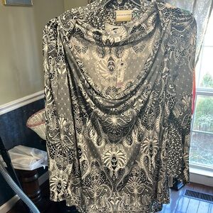 Worthington Gray Asymmetrical Ruched 3/4 Sleeve Blouse